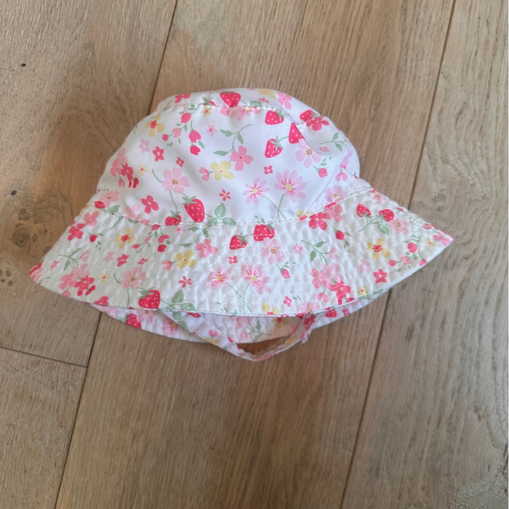 First Impressions White and Pink Floral Kids Hat